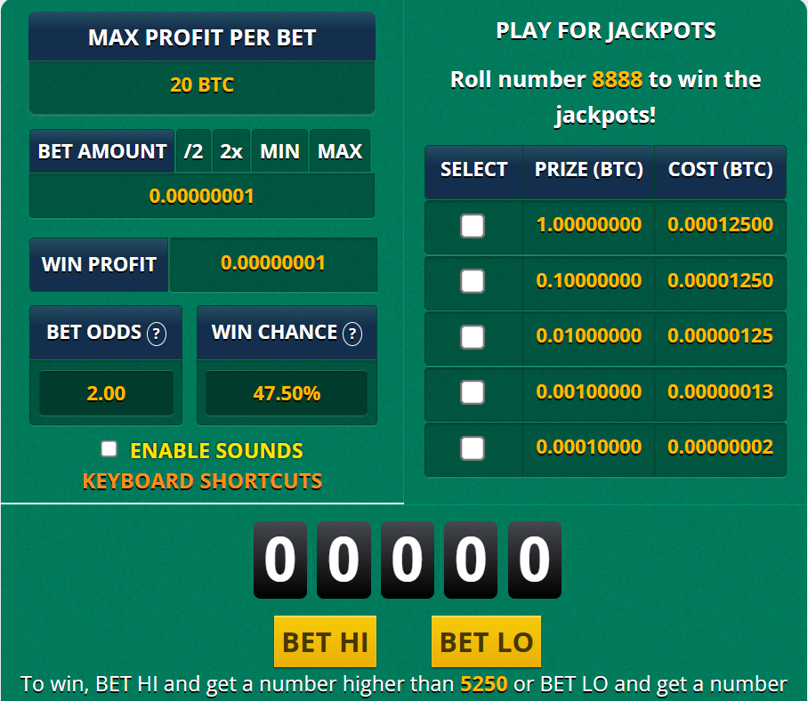 FreeBitco.in multiply game interface