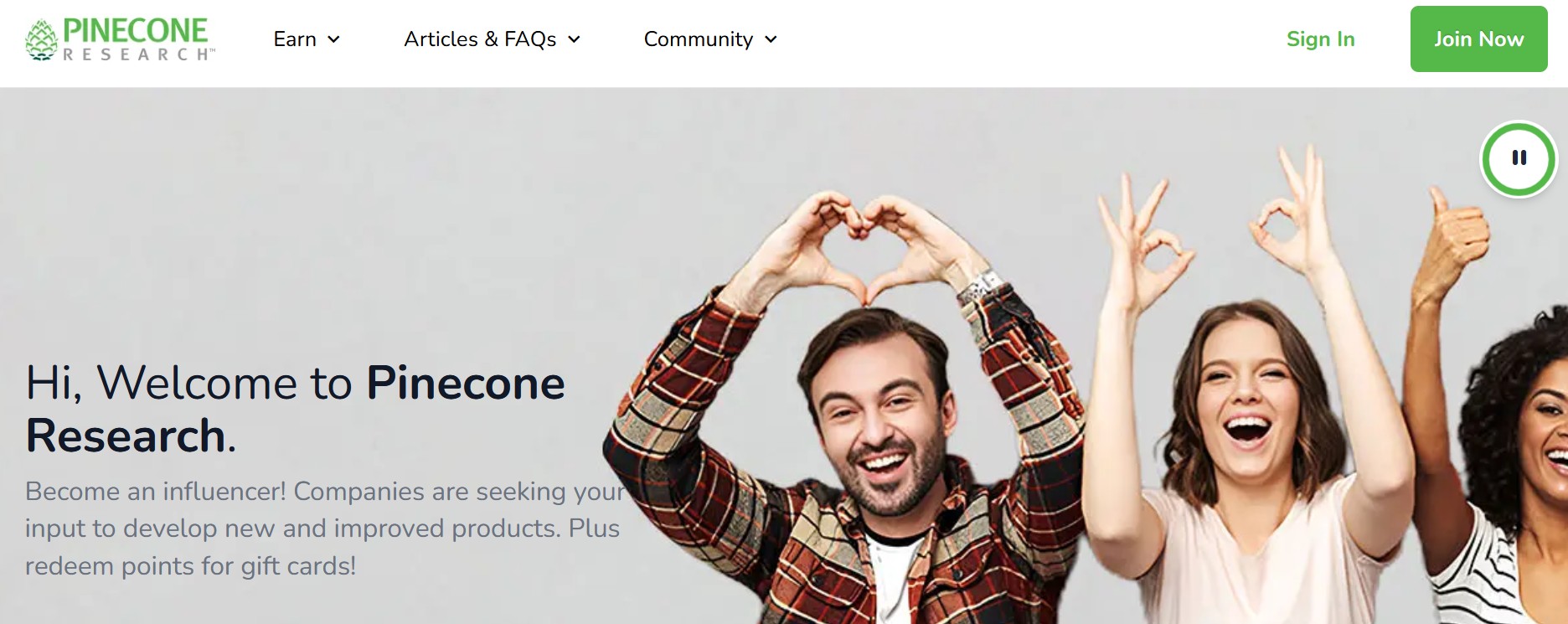 Pinecone Research main page